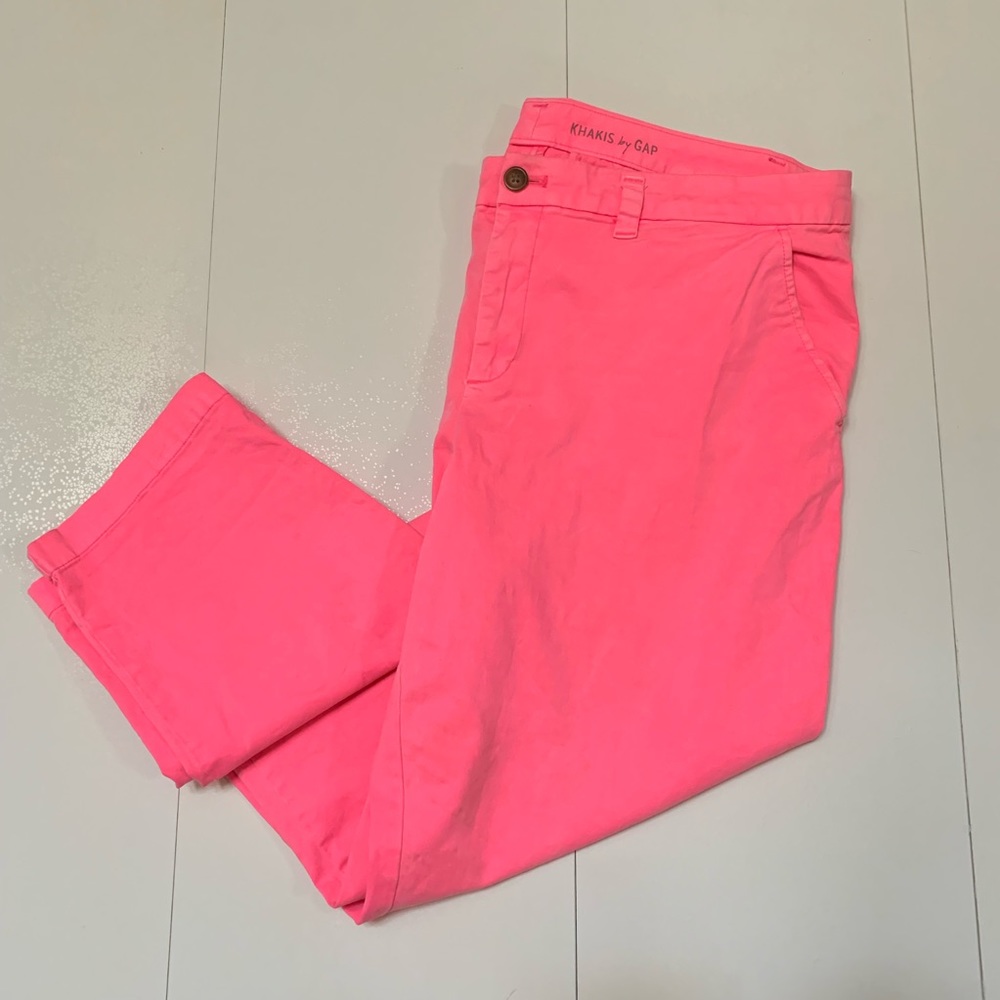 Broken-In Straight Khakis by Gap.  Neon pink.